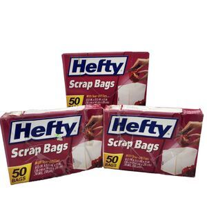 Lot of 3 Hefty Scrap Bag Boxes w/ Tear Off Ties 3 x 50 Bags New Old Stock